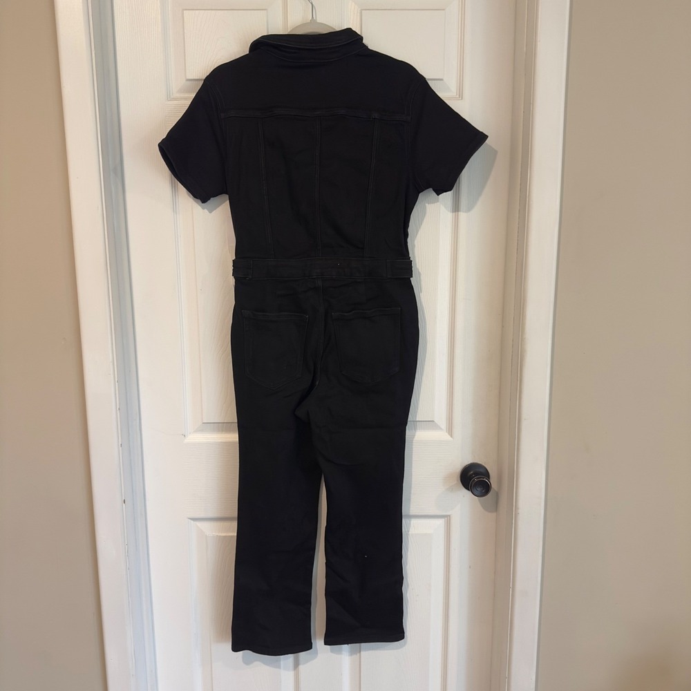 Good American Petite Fit For Success Jumpsuit Black Denim Jumpsuit FFSPE731B L - Picture 8 of 11
